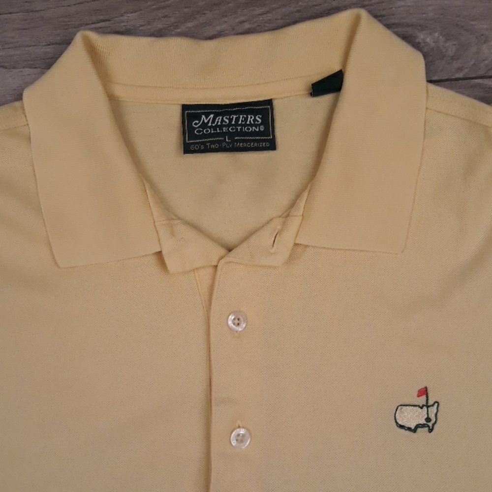 MASTERS‎ Pastel Yellow Cotton Sz Large Polo Mens Short Sleeve Shirt